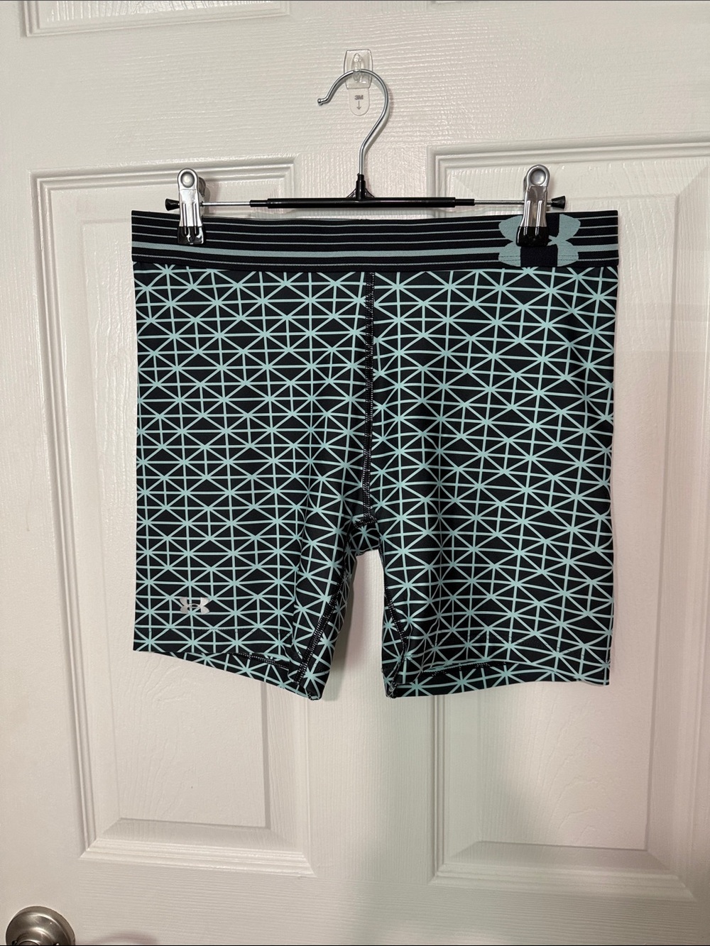 Under Armour Black and Light Blue Geometric Bike Shorts